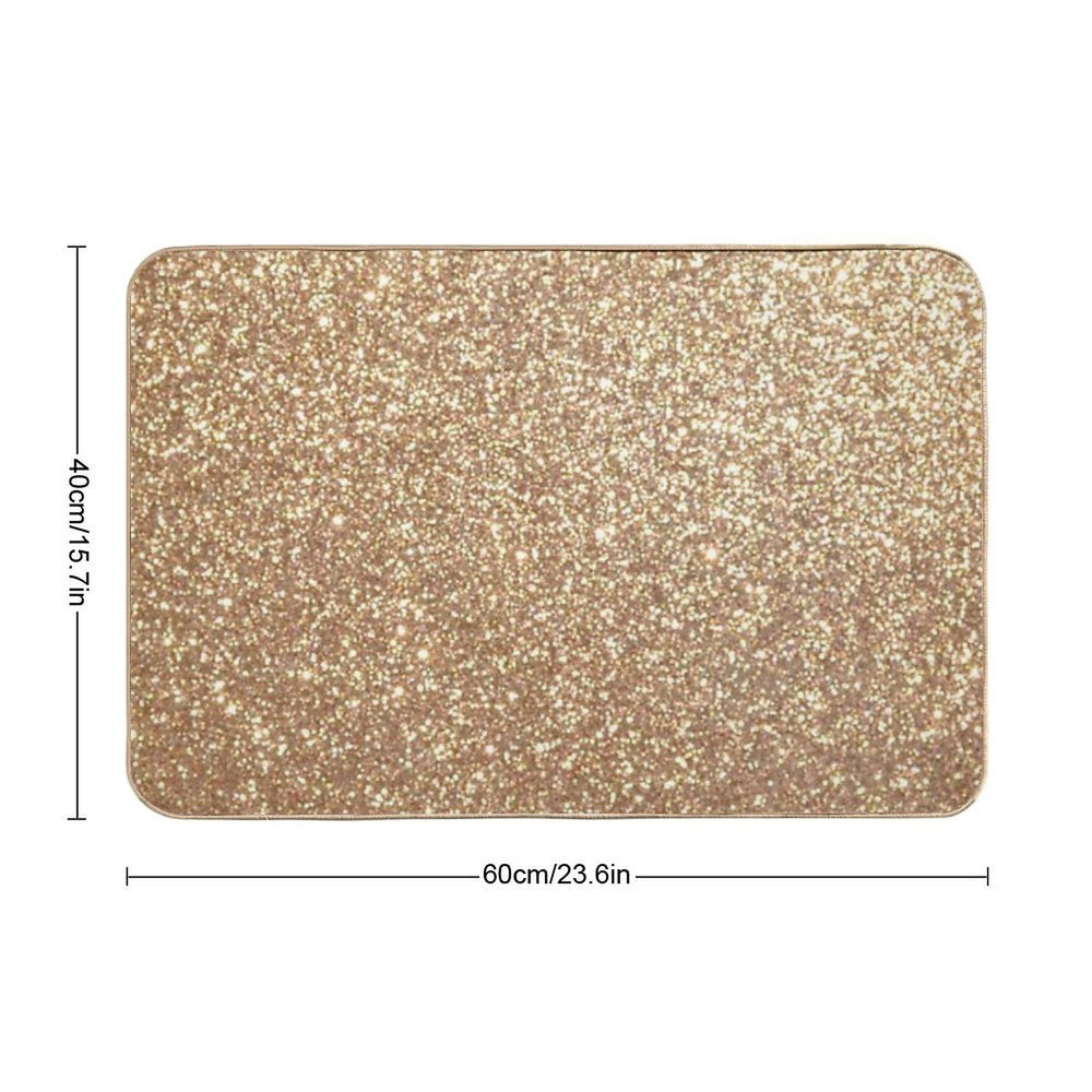 Copper Rose Gold Metallic Faux Glitter  Dirt-Trapping Bath Mat
