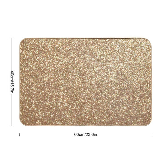 Copper Rose Gold Metallic Faux Glitter  Dirt-Trapping Bath Mat