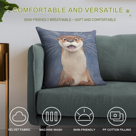 Otter! Soft Durable Construction Throw Pillow