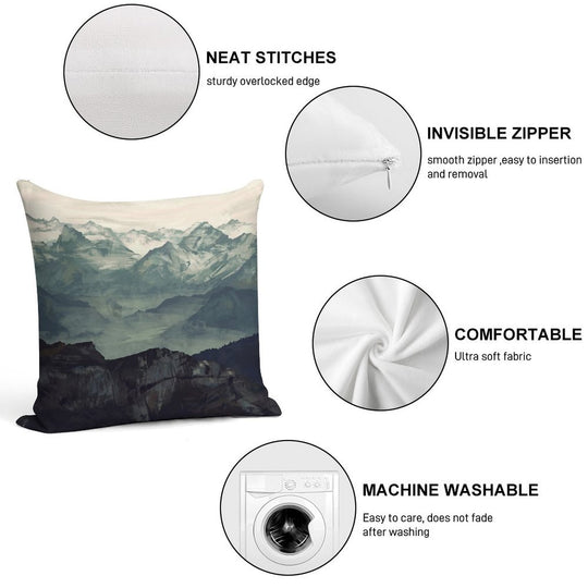 Mountain Fog Soft Washable Throw Pillow