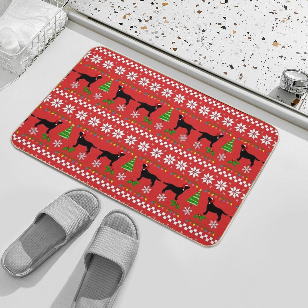 Black Labrador Happy Christmas Sweater Pattern  Absorbent Bath Mat