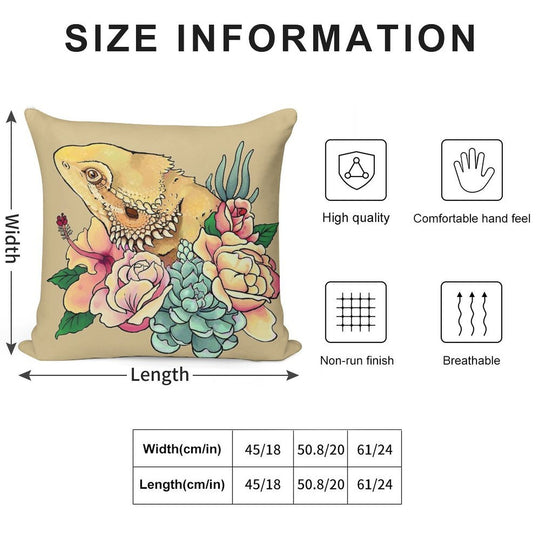 Pastel Bearded Dragon Soft Washable Throw Pillow
