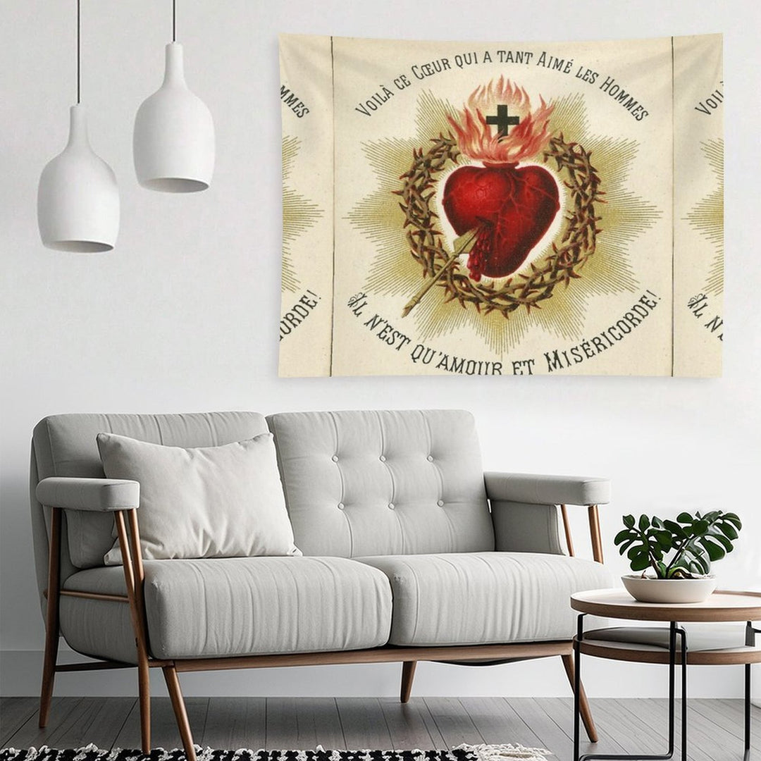Most Sacred Heart of Jesus - French Vintage Tapestry