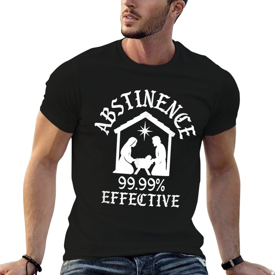 Abstinence 99.99 Percent Effective Nativity Christmas Joke  Heathered Texture T-Shirt