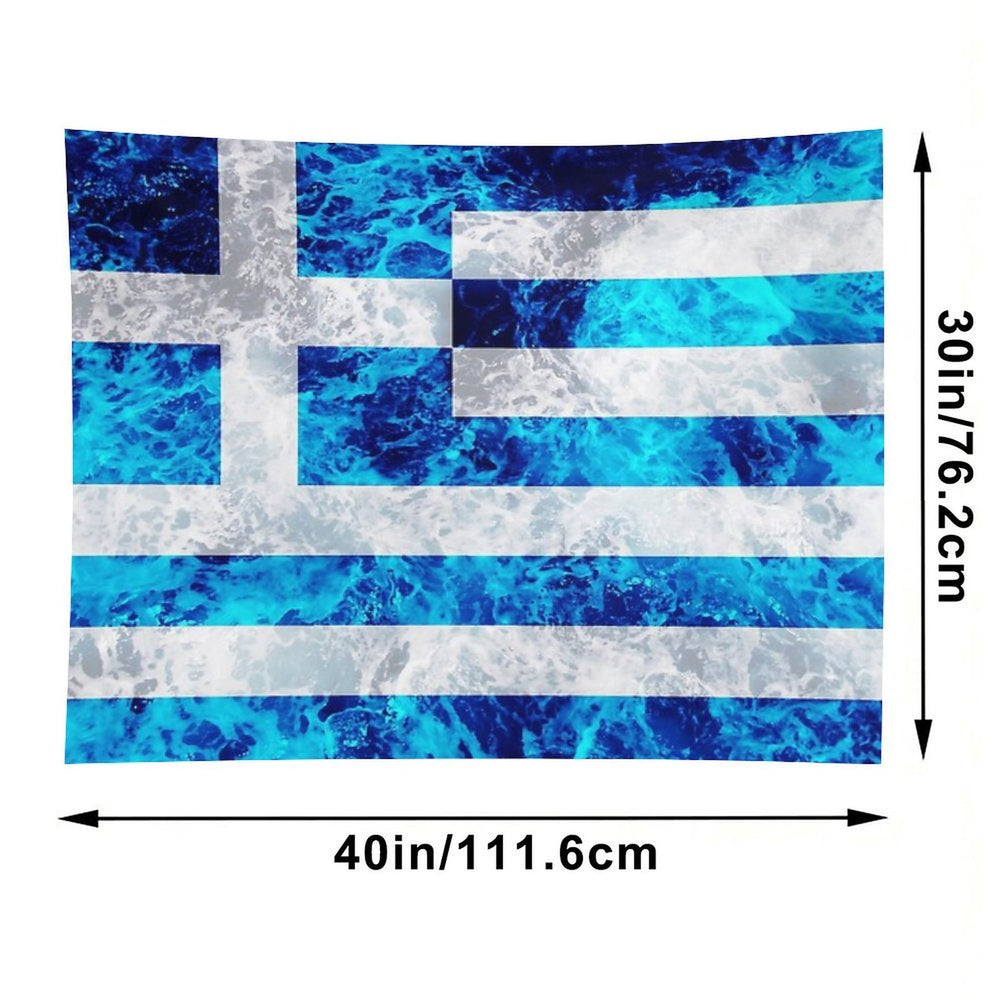 Flag of Greece - Ocean Waves Navy Naval Nautical Sailor Sea Cool Flags Tapestry
