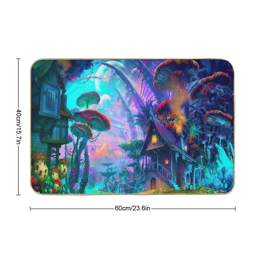 Psychedelic Space House Lost in Time  Easy Maintenance Bath Mat