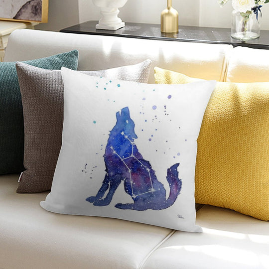 Galaxy Howling Wolf Soft Bedroom Essential Throw Pillow