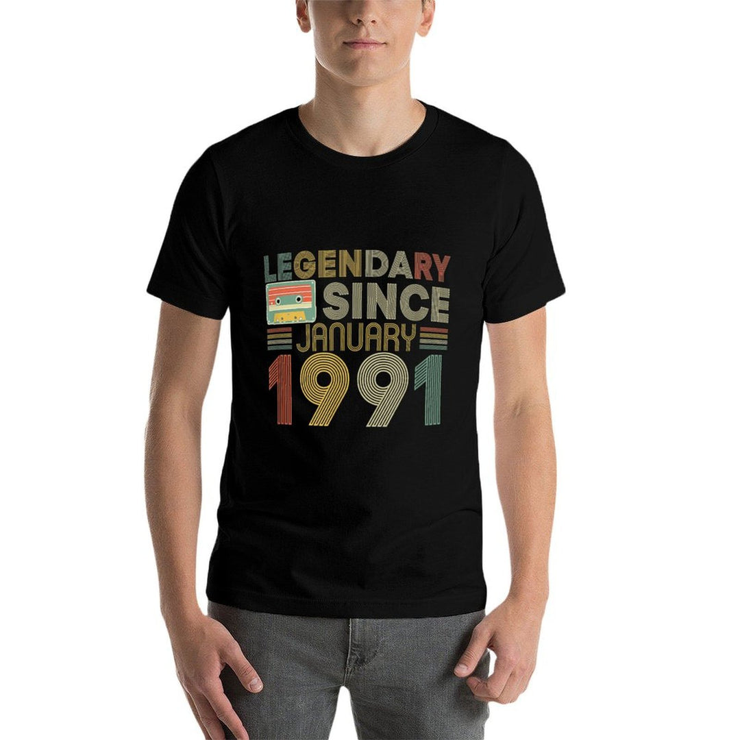 Legendary Since Tape Bday January 1991 30th Birthday  Summer-ready Fabric T-Shirt