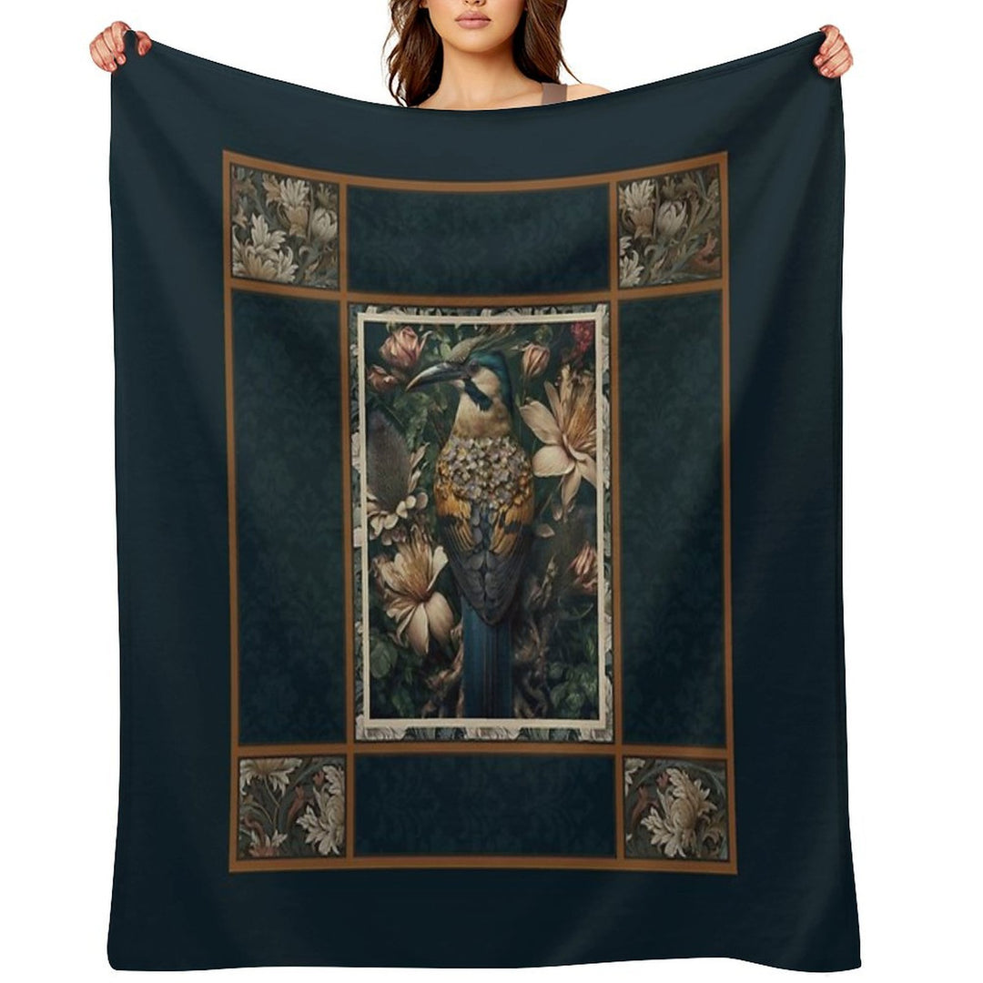 Maxamalist Painting of A Tropical Bird Machine-washable Throw Blanket