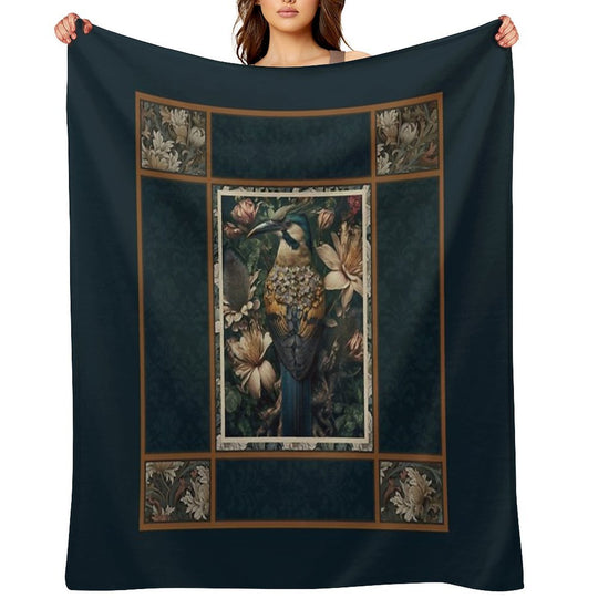 Maxamalist Painting of A Tropical Bird Machine-washable Throw Blanket