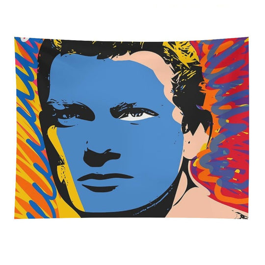 Pop Graffiti Art Portrait of A Vintage French Actor Tapestry
