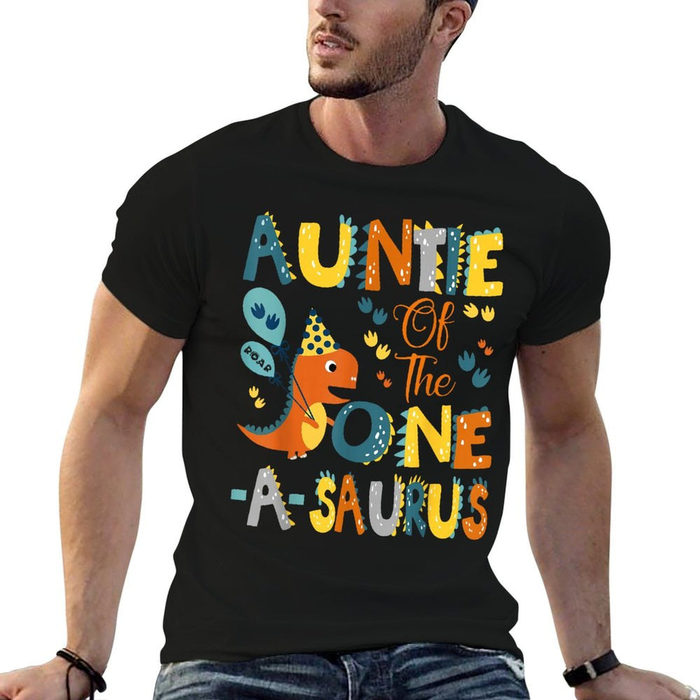 Dinosaur T-Rex 1St Birthday Matching Family Auntie Of The One-A-Saurus 1St Birthday Dinosaur Party Unisex-Kids Black Small Class Comfortable T-Shirt