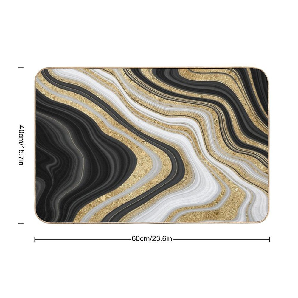 Black And Gold Details  Non-Slip Bath Mat