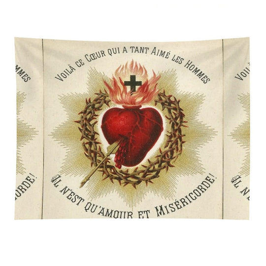 Most Sacred Heart of Jesus - French Vintage Tapestry