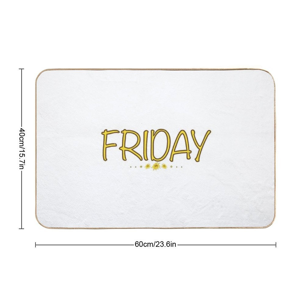 Friday Weekday Yellow Flower  Easy Maintenance Bath Mat