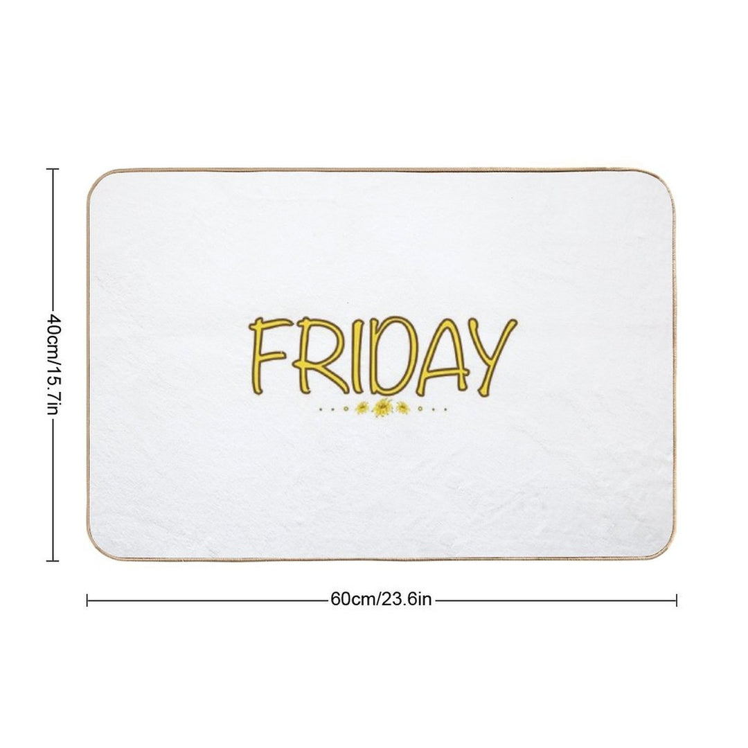 Friday Weekday Yellow Flower  Easy Maintenance Bath Mat