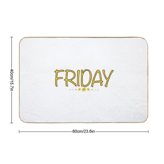 Friday Weekday Yellow Flower  Easy Maintenance Bath Mat