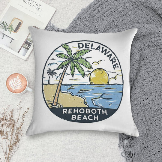 Rehoboth Beach Delaware Vintage Soft Reinforced Edging Throw Pillow