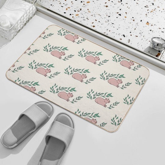 Capybara And Leaf [Colour, Light]  Multi-Purpose Bath Mat