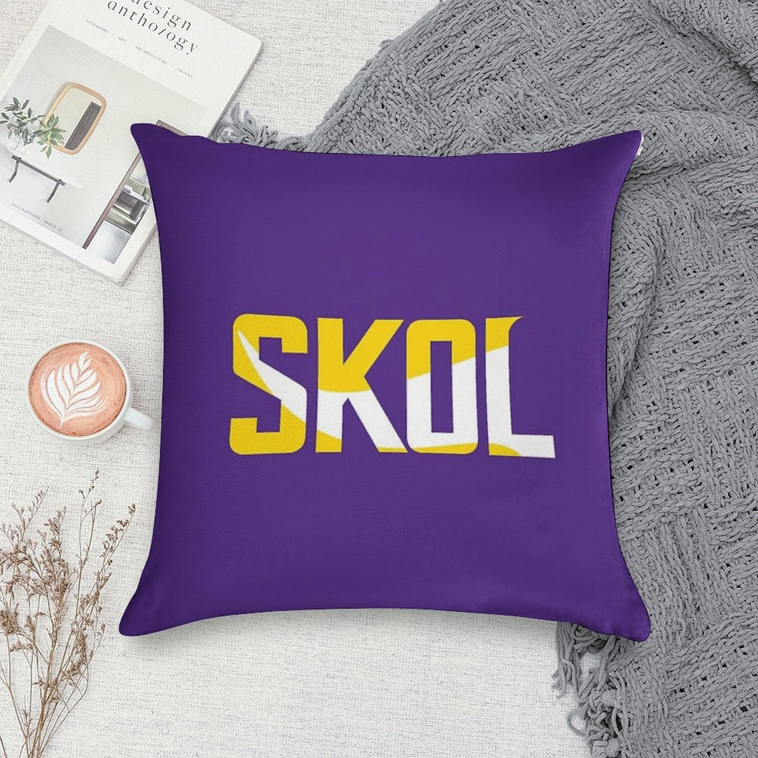 Minnesota Vikings Skol Text Design Soft Luxury Feel Throw Pillow