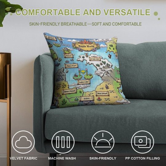 World Map (MapleStory) Soft Anti-Pilling Throw Pillow