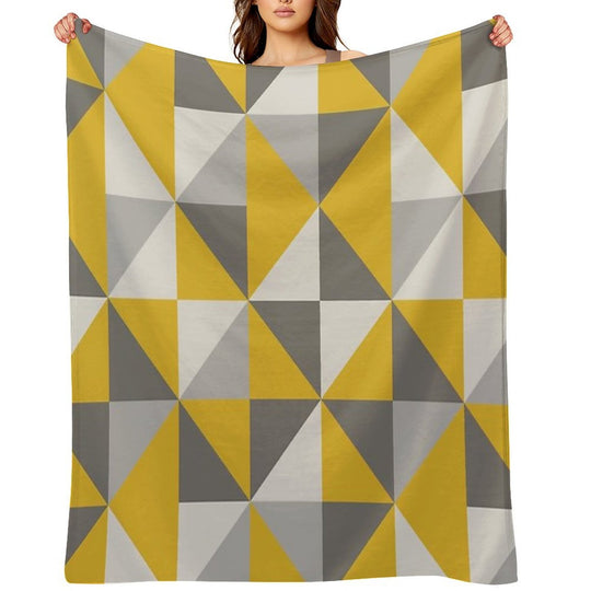 Retro Triangle Design in Yellow And Grey Premium Throw Blanket