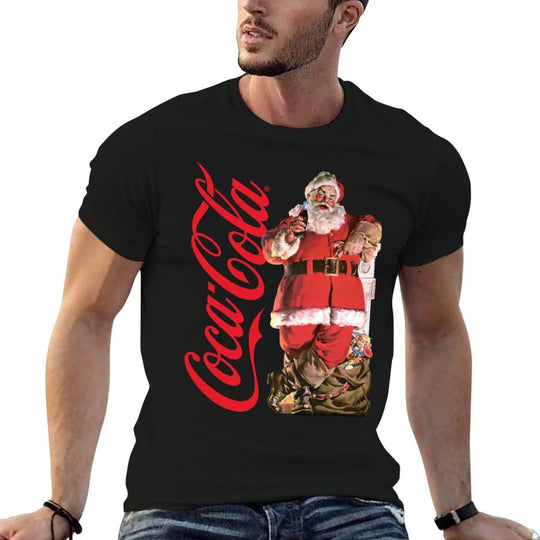 Coca-Cola - Vintage Santa With Presents  Rolled Sleeves T-Shirt