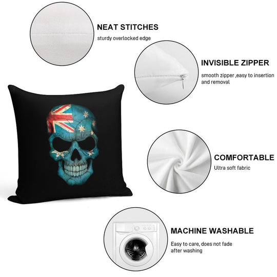 Australian Flag Skull Soft Warmth Comfort Throw Pillow