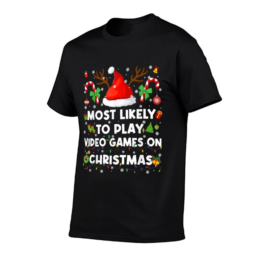 Most Likely to Play Video Game On Pjs Christmas Xmas Men  Easy-care T-Shirt