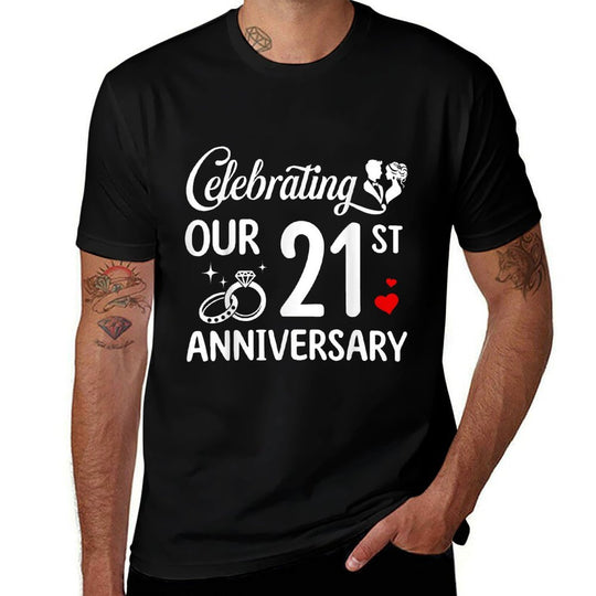Celebrating Our 21st Wedding Anniversary Marriage 21 Years  Affordable Price T-Shirt