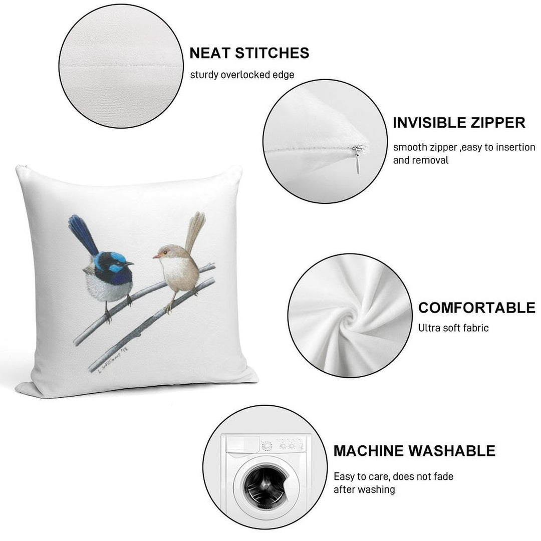 Superb Fairy-wrens Soft Easy Maintenance Throw Pillow