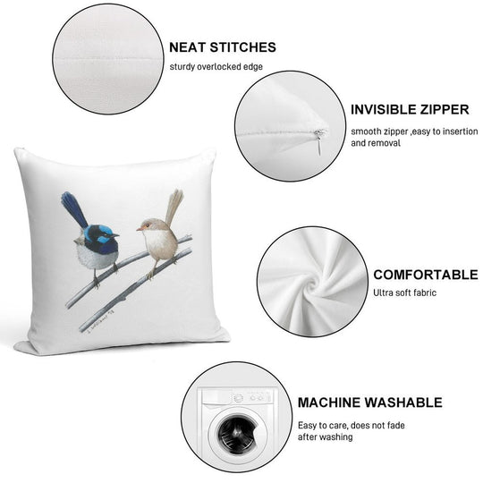 Superb Fairy-wrens Soft Easy Maintenance Throw Pillow