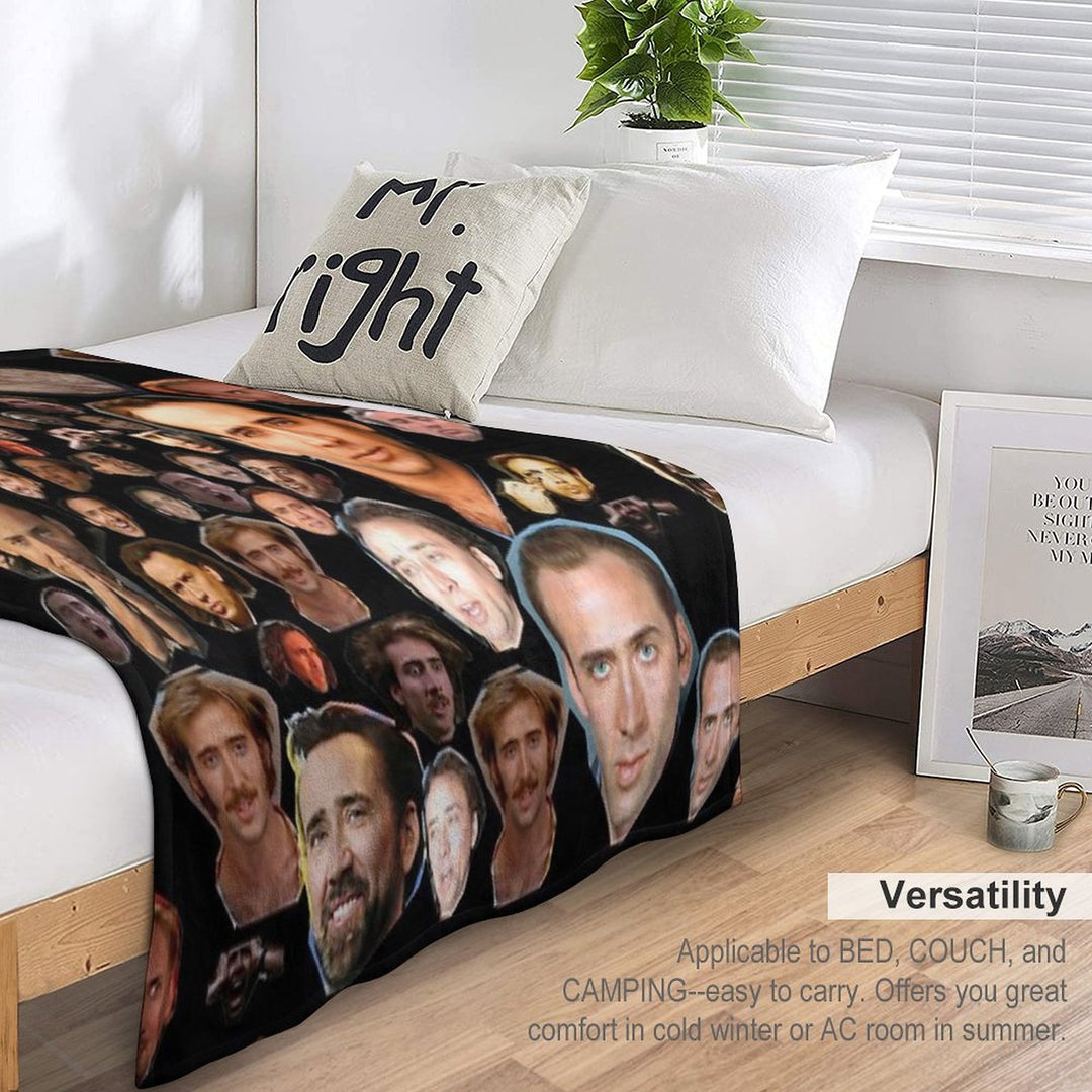 Nicholas Cage Faces Pattern - Nicolas Cage - Nick Cage - Nic Cage Faces Pattern Plush Throw Blanket
