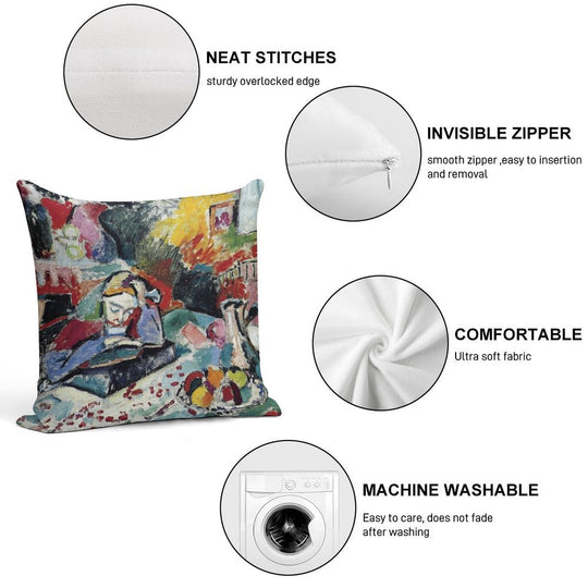 Henri Matisse - Interior with A Girl Reading - Exhibition Poster Soft Bedroom Essential Throw Pillow