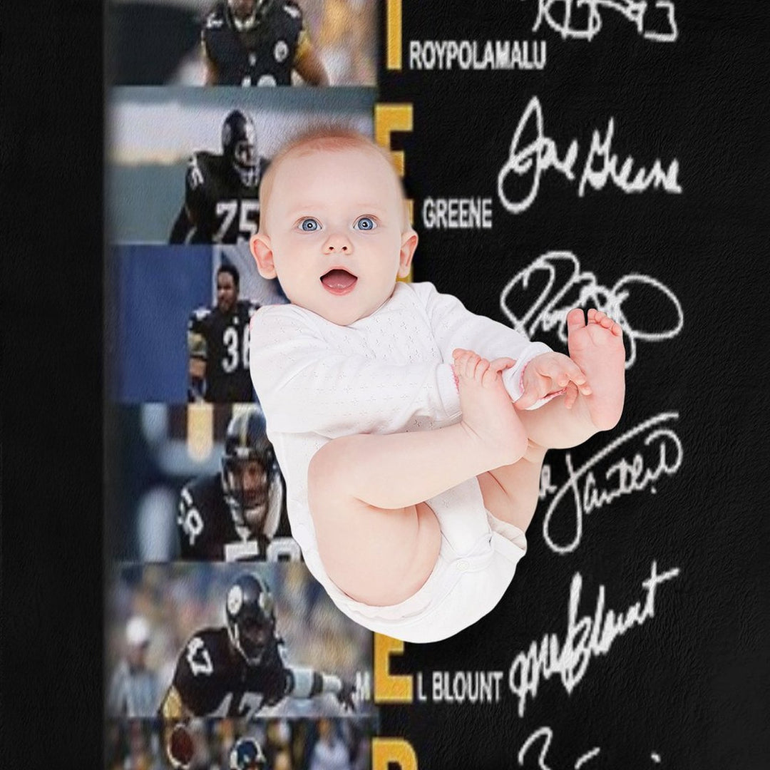 Hines Ward Troy Polamalu Joe Greene Signatures Easy Care Throw Blanket