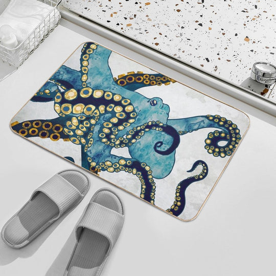 Metallic Octopus VI  Easy To Clean Bath Mat