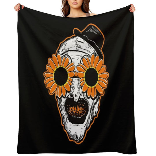 Sunflower Sunglasses Horror Clown Movie Art Terrifier 2 Sustainable Throw Blanket
