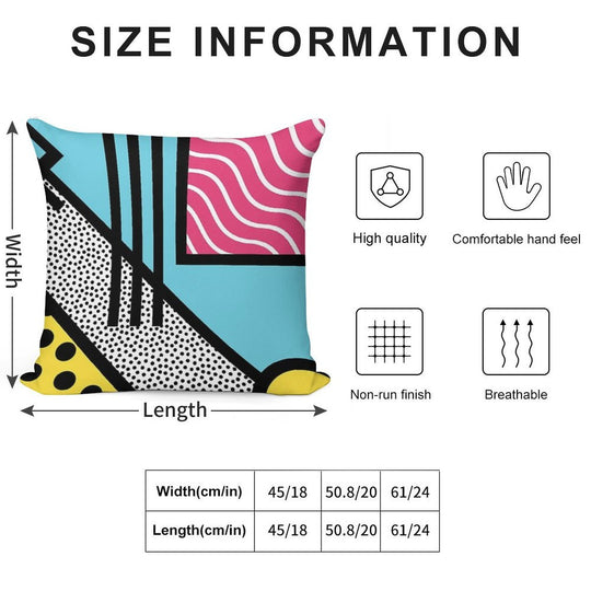 Abstract 80s Memphis Pop Art Style Graphics Soft Shrink-Resistant Throw Pillow