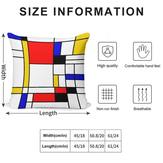 Bauhouse Mondrian Style Soft Durable Construction Throw Pillow