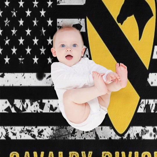 1st Cavalry Division (Distressed Flag) Velvety-soft Throw Blanket