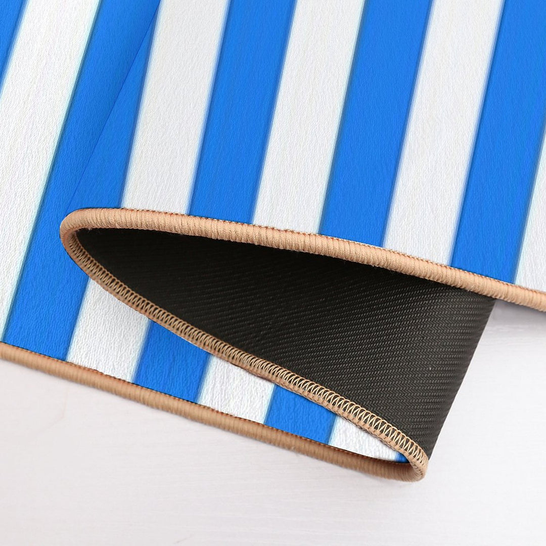 Vertical Blue And White Striped  Toxin-Free Bath Mat