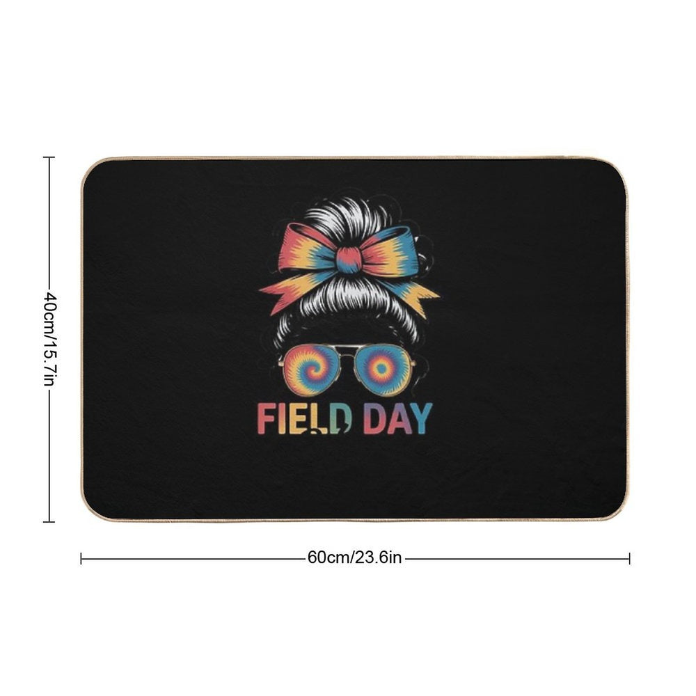 School Field Day Fun Messy Bun Tie Dye Field Day 2025  Eco-Friendly Bath Mat