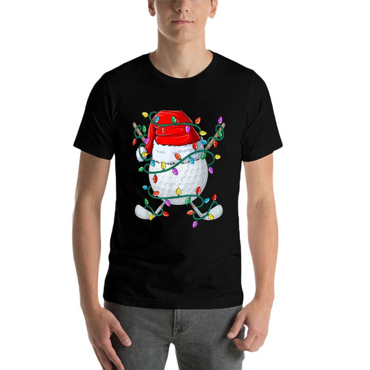 Christmas Golf Xmas Santa Sports Hat Golfer Golfing Funny  Oversized Silhouette T-Shirt