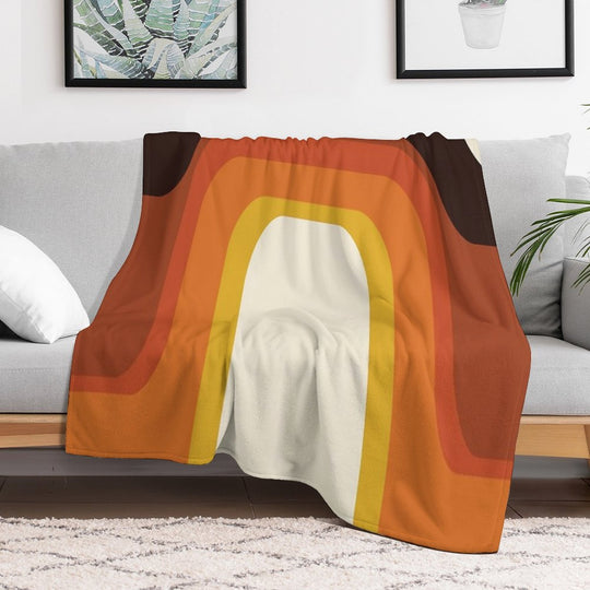 Mid-Century Modern Meets 1970s Orange Rainbow Multi-functional Throw Blanket