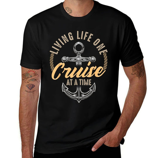 Living Life One Cruise At A Time Funny Cruising Ship Cute  Trendy Pattern T-Shirt