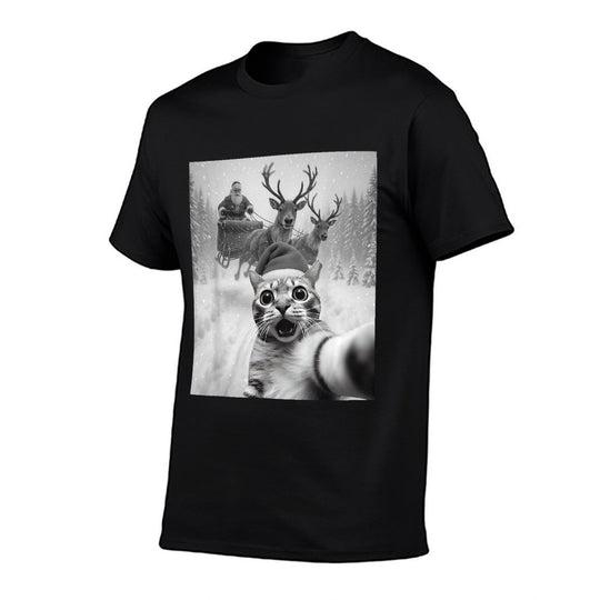 Funny Cat Selfie Santa Merry Christmas Xmas Pajamas Holiday  Odor-resistant T-Shirt
