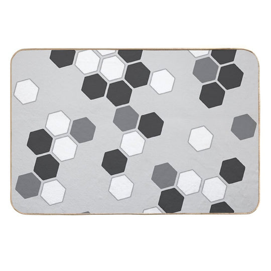 Hexagons in Gray  Eco-Friendly Bath Mat