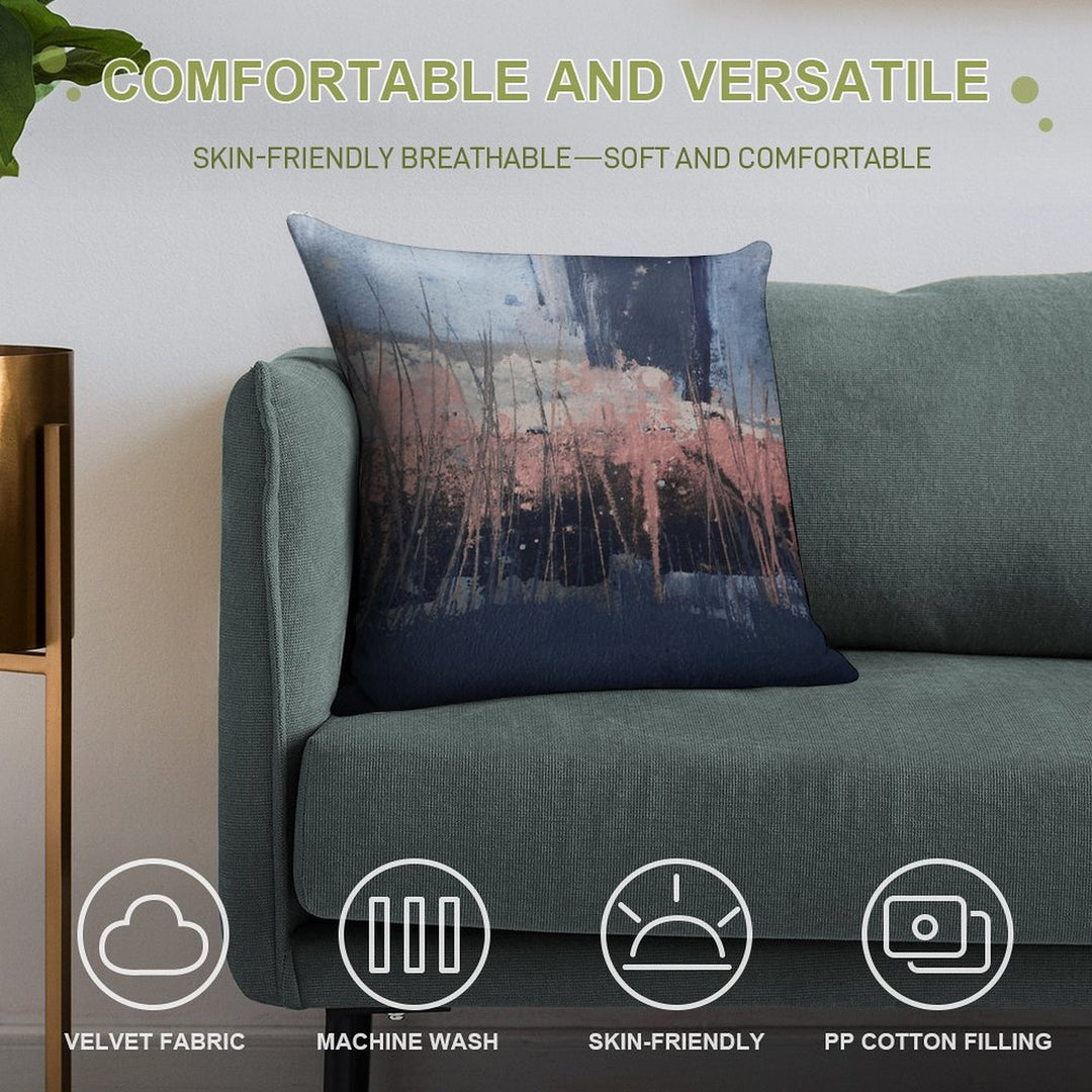 Pink Navy Abstract Soft Fade-Resistant Throw Pillow