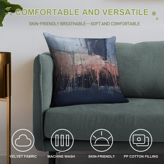 Pink Navy Abstract Soft Fade-Resistant Throw Pillow