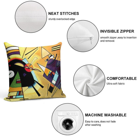 Vassily Kandinsky Black And Violet 1923 Soft Short Plush Fabric Throw Pillow